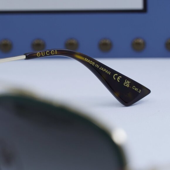 Gucci GG0062S 003 Aviator Sunglasses - Gold/Green/Red/Green - Picture 8 of 12